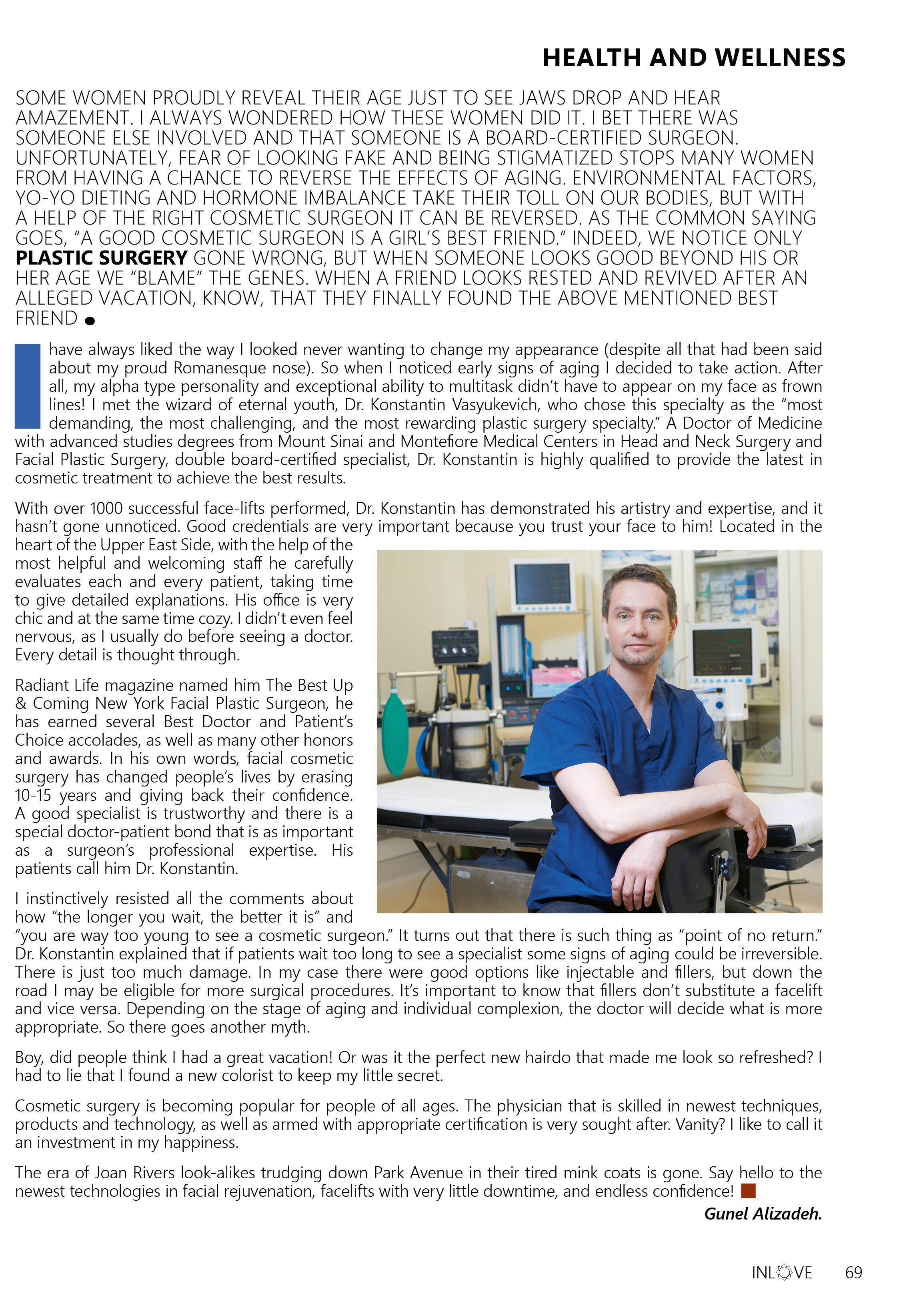Dr. Konstantin featured in the In Love magazine