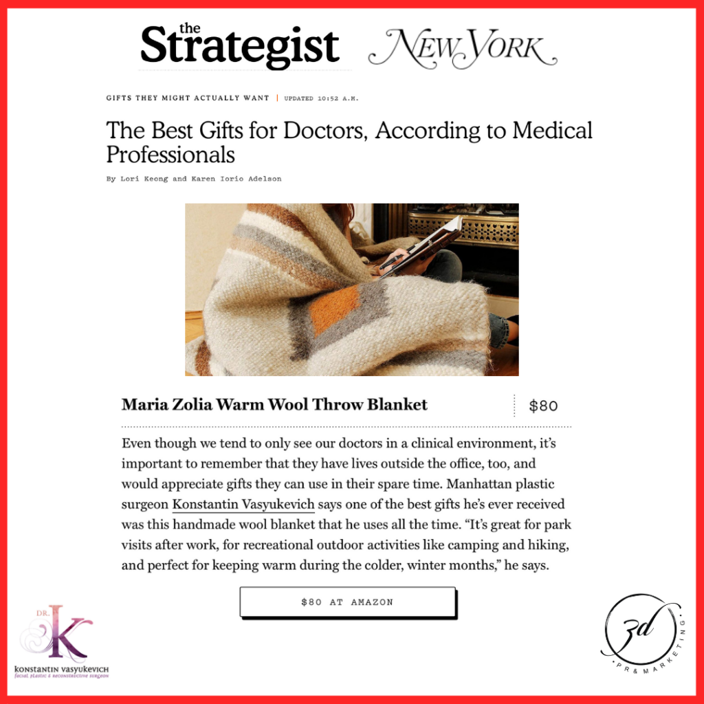 Dr. Konstantin Vasyukevich Holiday How-To: Gift Giving to Medical Professionals | Dr. Konstantin in The Strategist