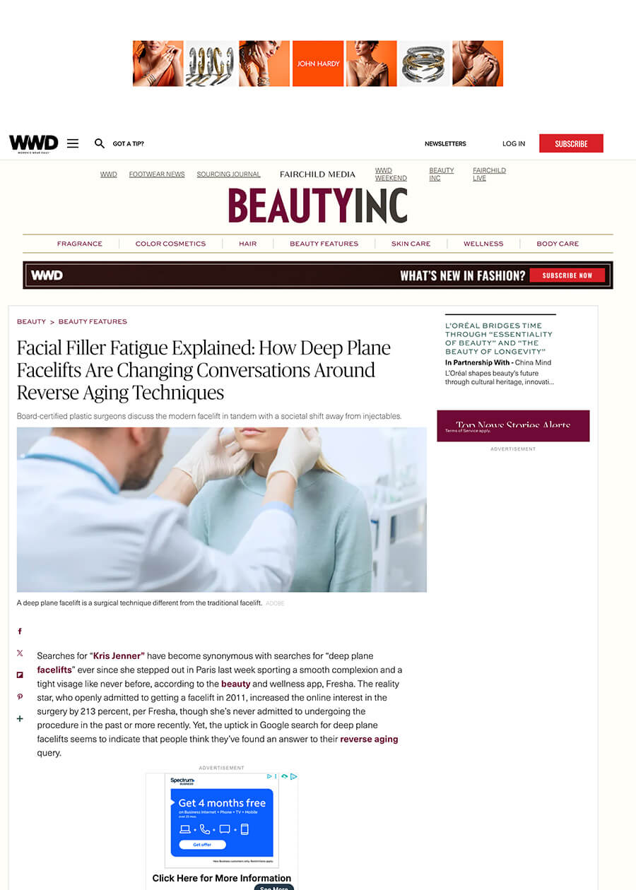 Facial Filler Fatigue Explained: How Deep Plane Facelifts Are Changing Conversations Around Reverse Aging Techniques - Article