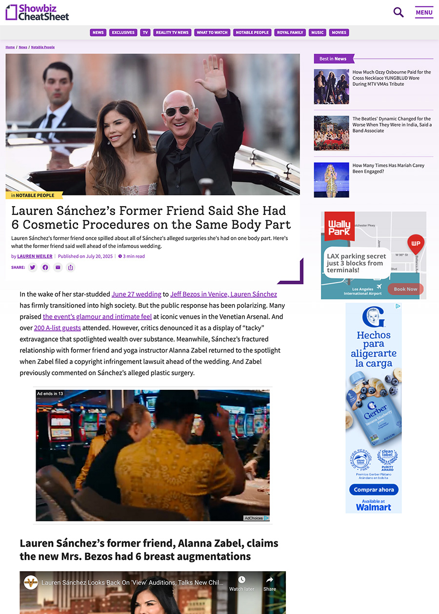 Lauren Sánchez’s Former Friend Said She Had 6 Cosmetic Procedures on the Same Body Part - Article