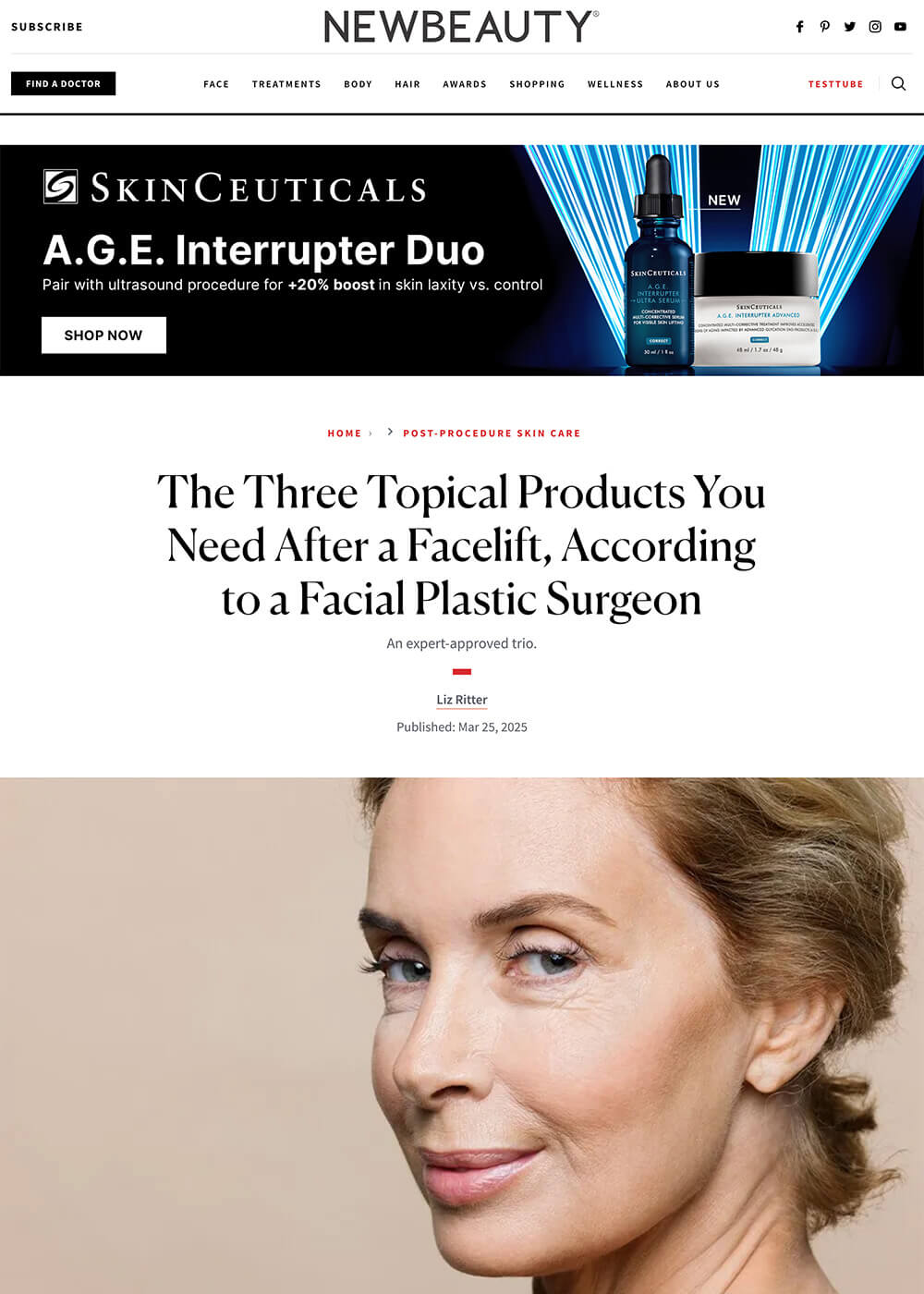 The Three Topical Products You Need After a Facelift, According to a Facial Plastic Surgeon - Article
