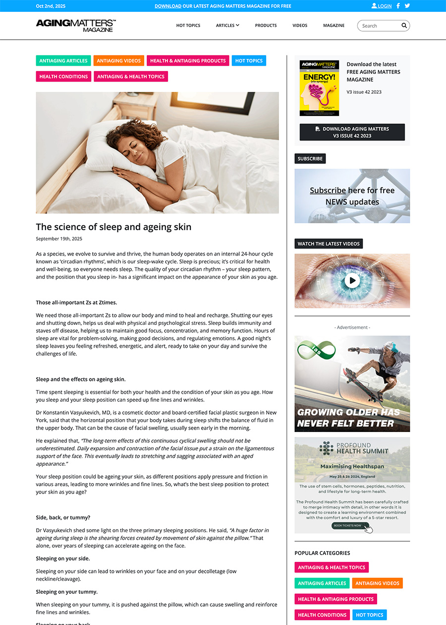 The Science of Sleep and Aging Skin - Article