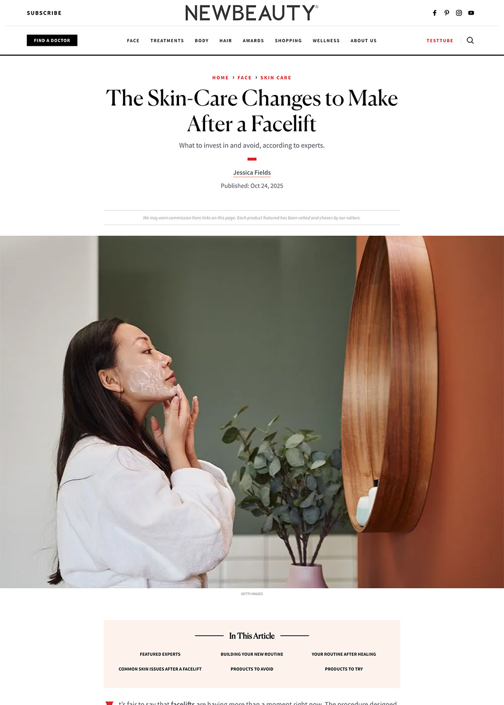 The Skin-Care Changes to Make After a Facelift - Article