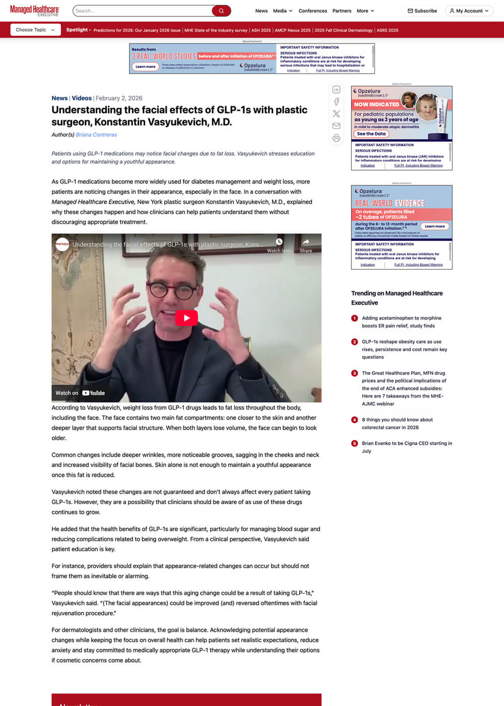 Understanding the facial effects of GLP-1s with plastic surgeon, Konstantin Vasyukevich, M.D. - Article