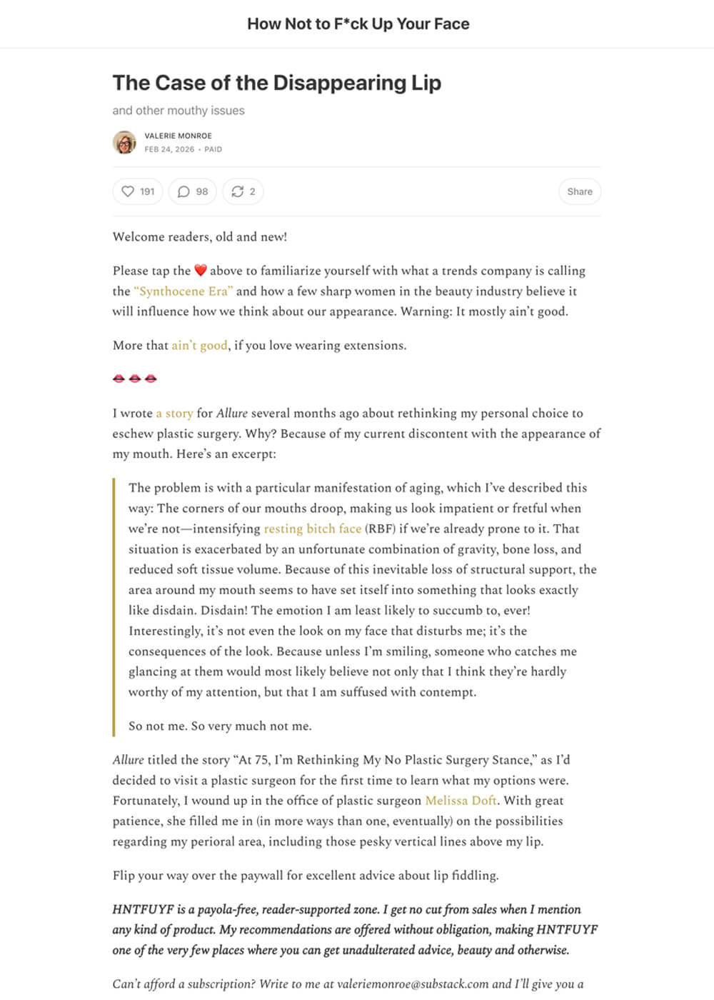 The Case of the Disappearing Lip - Article